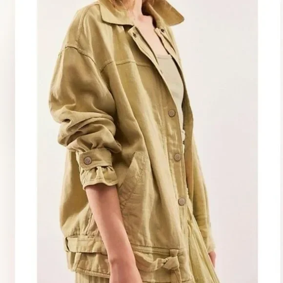 NWOT We The Free Lola‎ Linen Jacket | XSmall | Light Green - Picture 2 of 10